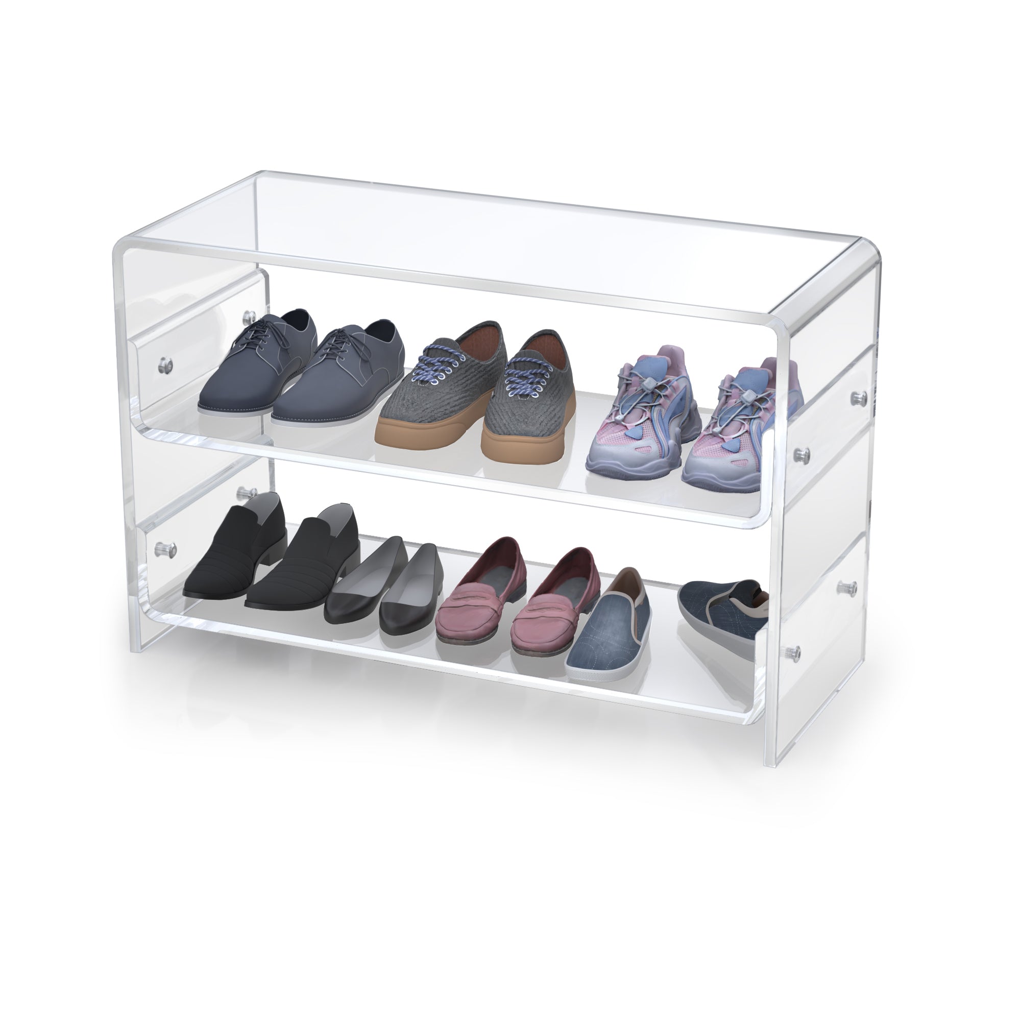 Waterfall Bench with Shelves